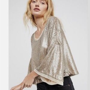 Free People Champagne Dreams Sequin Cropped‎ Top